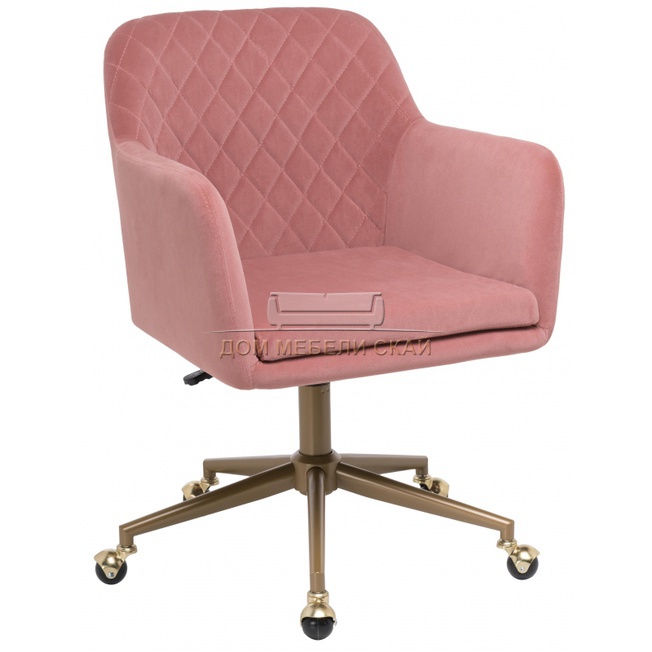 Компьютерное кресло Molly, велюр розового цвета pink/золото gold