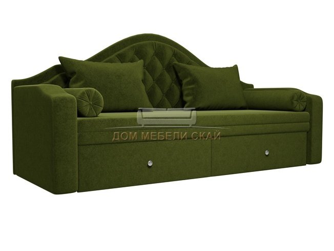 Диван-кровать софа Сойер, зеленый/микровельвет