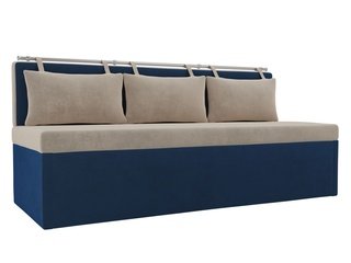 Кухонный диван со спальным местом Метро, бежевый/голубой/велюр