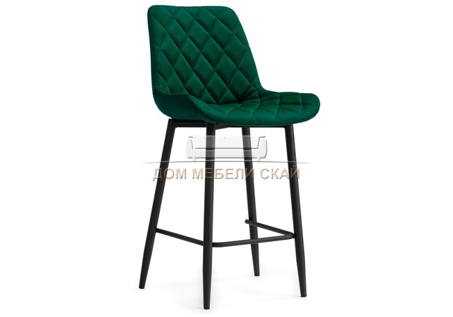 Полубарный стул Баодин, велюр зеленый/черный