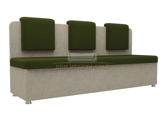 Кухонный диван Маккон 3-х местный, зеленый/бежевый/микровельвет
