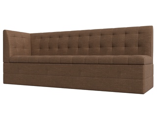 Кухонный угловой диван со спальным местом левый Бриз, коричневый/рогожка