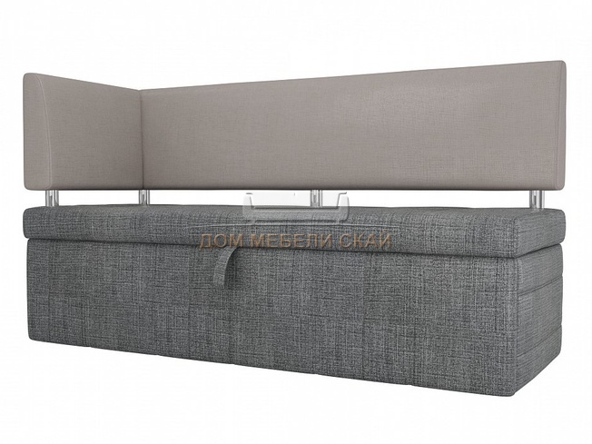 Кухонный диван Стоун с левым углом, серый/бежевый/рогожка