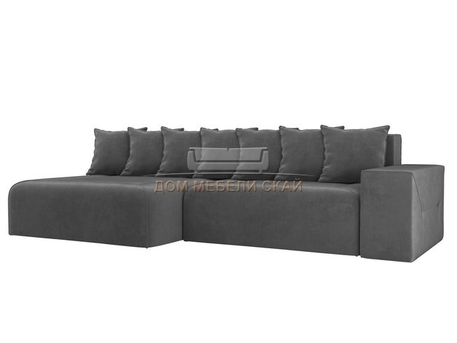 Угловой диван-кровать левый Кёльн, серый/велюр