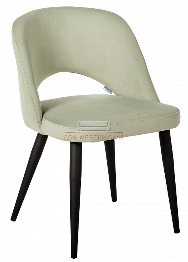 Стул-кресло Lars, велюровый светло-зеленого фисташкового цвета/черный