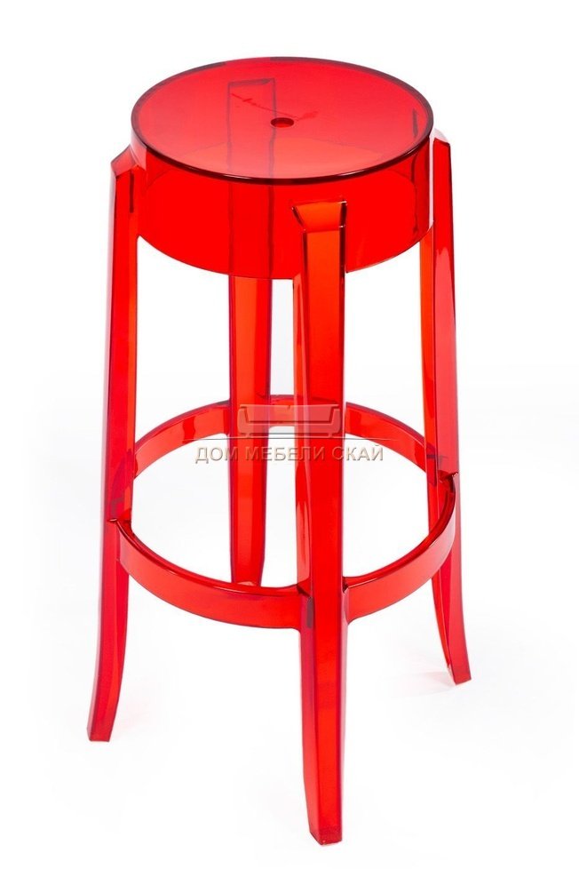 Барный стул Charles Ghost, красного цвета