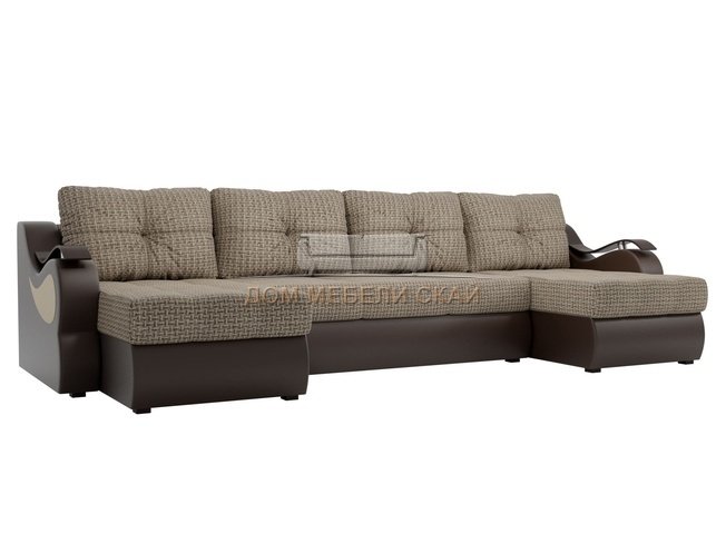П-образный угловой диван Меркурий, корфу 02/коричневый/корфу/экокожа