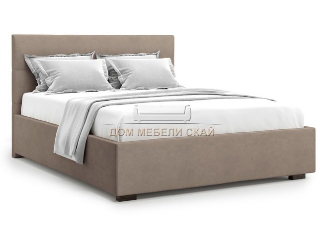 Кровать полутороспальная 140x200 Garda без подъемного механизма, коричневый велюр velutto 22
