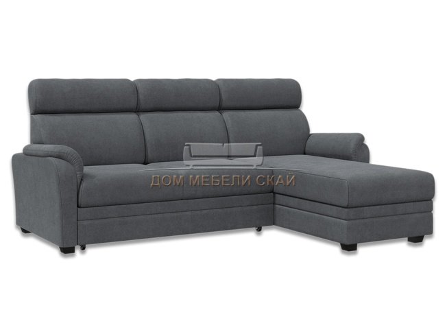 Угловой диван-кровать Омега 2-1, темно-серый велюр