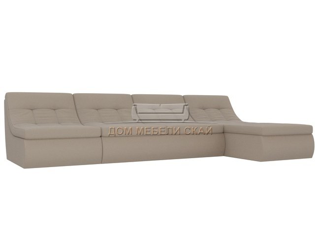 Угловой модульный диван-кровать правый Холидей, бежевый/рогожка