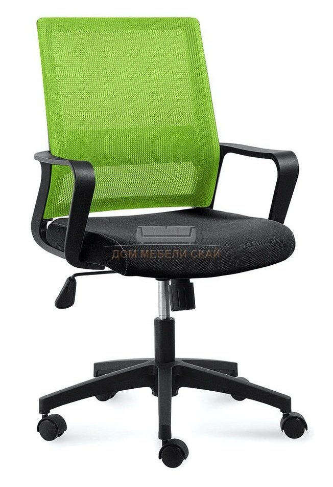 Кресло офисное Бит LB, черный пластик/зеленая сетка/черная ткань