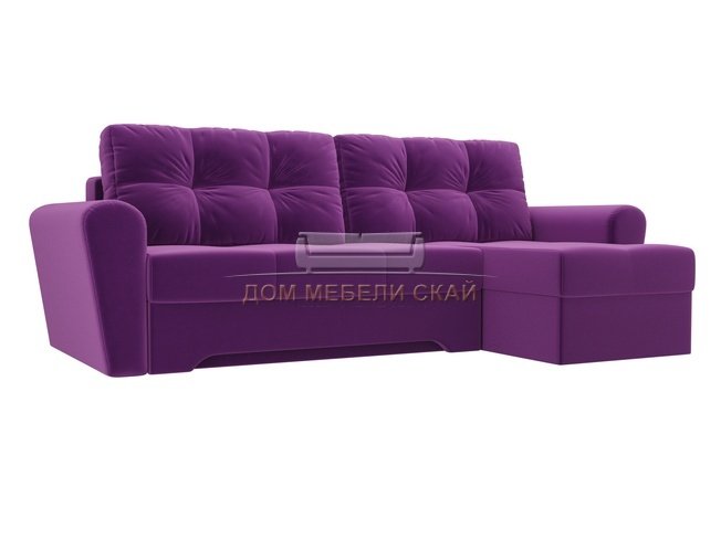 Угловой диван-кровать правый Амстердам, фиолетовый/микровельвет