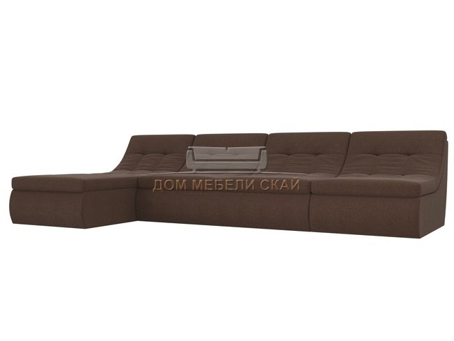 Угловой модульный диван-кровать левый Холидей, коричневый/рогожка