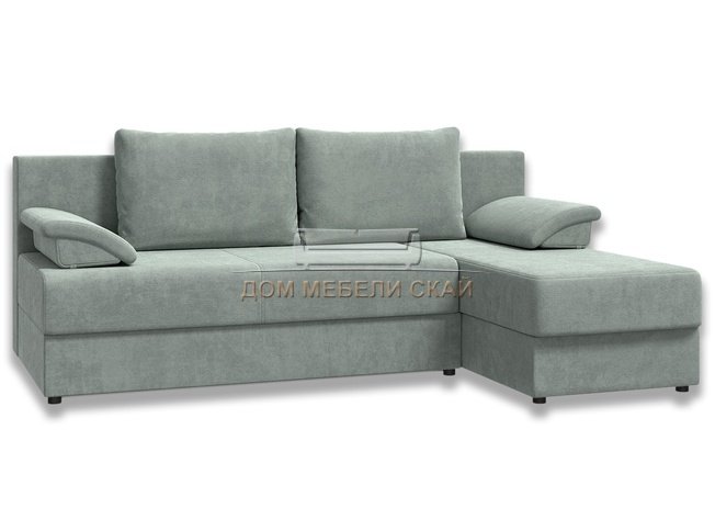 Угловой диван-кровать Лира без боковин, светло-серый велюр