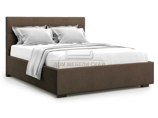 Кровать полутороспальная 140x200 Garda без подъемного механизма, шоколадный велюр velutto 23