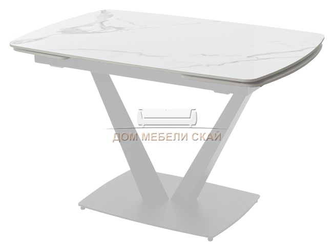 Стол обеденный раскладной ALATRI 120, GLOSS STATUARIO WHITE SINTERED STONE/WHITE