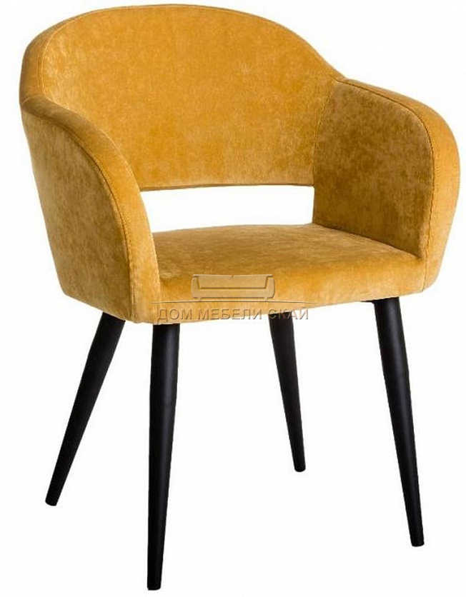 Стул-кресло Oscar, велюровый жёлтого цвета/чёрный