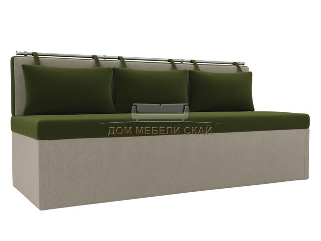 Кухонный диван со спальным местом Метро, зеленый/бежевый/микровельвет