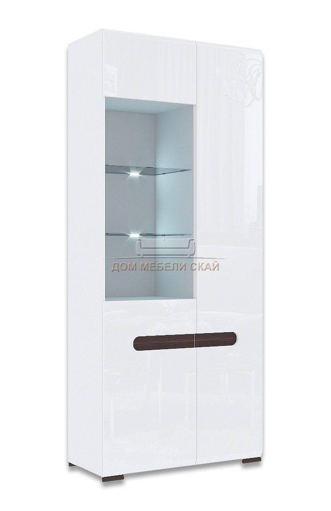 Шкаф-витрина Ацтека 2-дверный с подсветкой REG1W1D/21/9, белый блеск