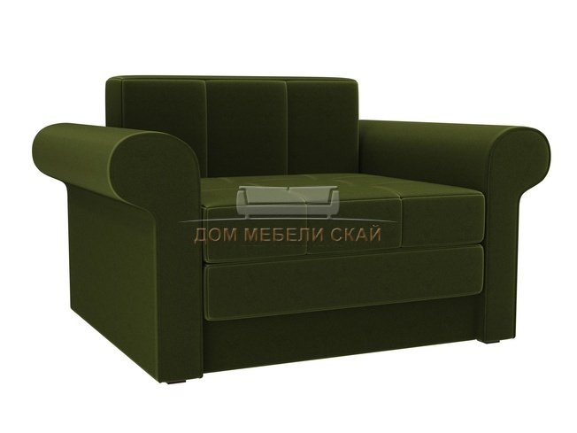 Кресло-кровать Берли, зеленое/микровельвет