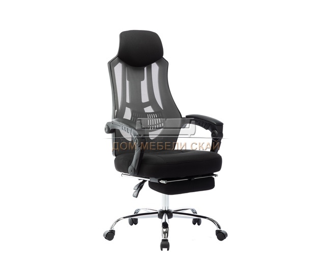 Кресло офисное 007 NEW, full black/черный пластик/черная ткань/черная сетка