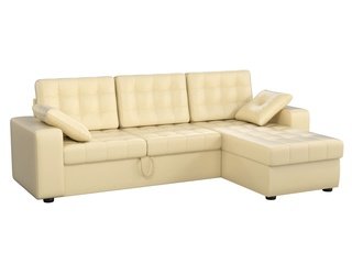 Угловой диван-кровать правый Камелот, бежевый/экокожа