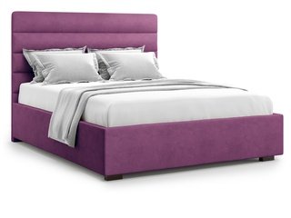 Кровать полутороспальная 140x200 Karezza без подъемного механизма, фиолетовый велюр velutto 15