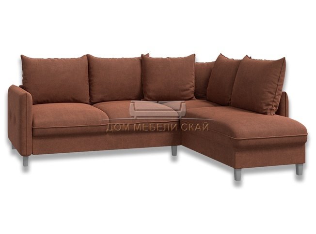 Угловой диван-кровать Лофт, коричневый велюр
