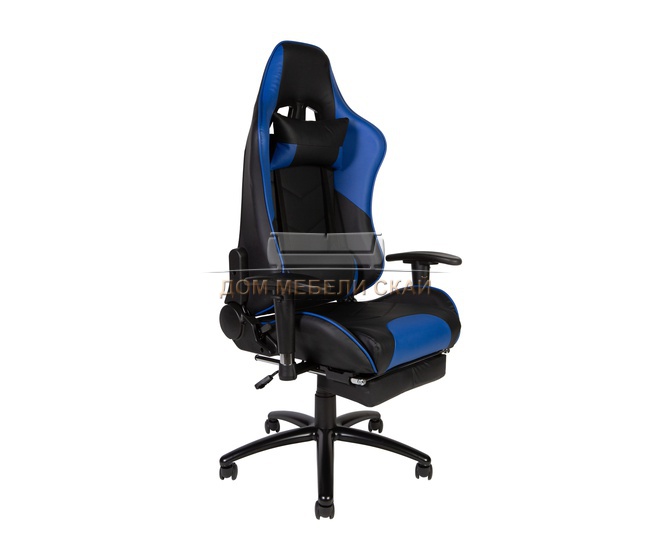 Игровое кресло Lotus GTS с реклайнером, черно-синяя экокожа