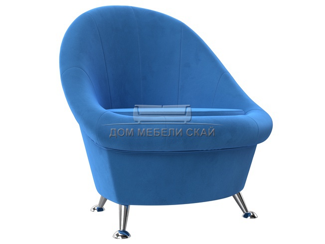 Кресло-банкетка, голубой велюр