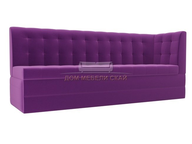 Кухонный угловой диван со спальным местом правый Бриз, фиолетовый/микровельвет