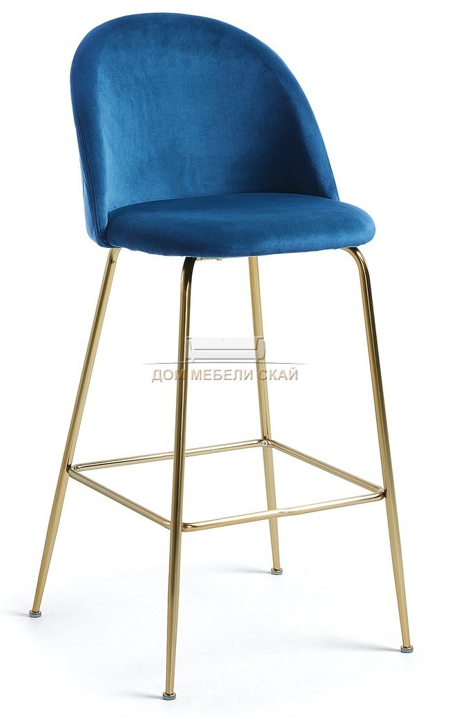 Барный стул Mystere, велюровый синего цвета