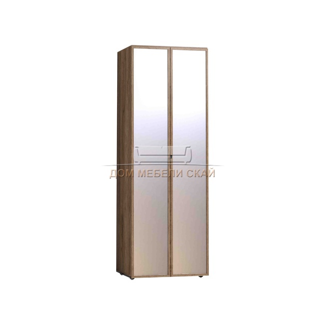 Шкаф 2-дверный для одежды зеркальный Nature 54, дуб табачный craft