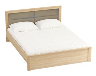 Кровать двуспальная 160x200 Элана с мягкой спинкой, сонома