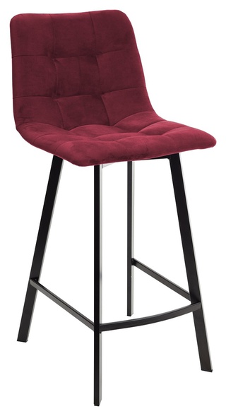 Полубарный стул CHILLI-QB SQUARE, велюровый винного цвета #16/черный каркас