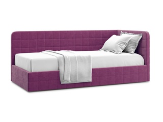 Кровать-кушетка мягкая Tichina 120x200 с ПМ, правая/фиолетовый велюр velutto 15