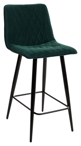 Полубарный стул Поль, велюровый зеленого цвета #19/черный каркас