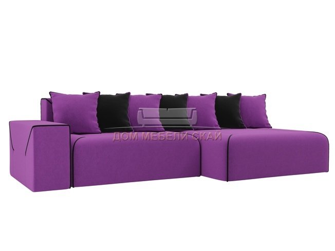 Угловой диван-кровать правый Кёльн, фиолетовый/черный/микровельвет