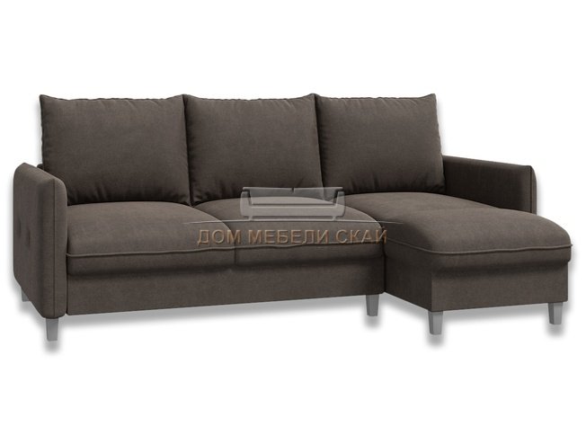 Угловой диван-кровать Лофт компакт, серо-коричневый велюр