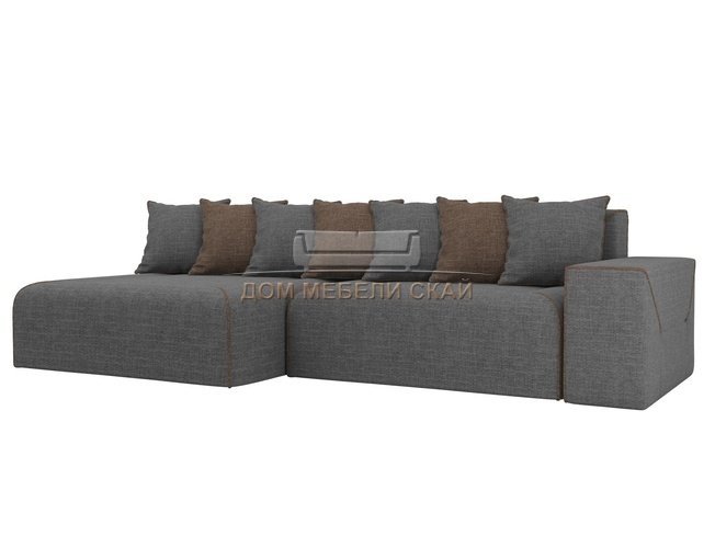Угловой диван-кровать левый Кёльн, серый/коричневый/рогожка