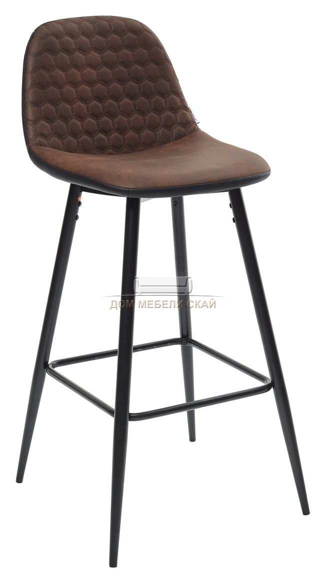 Барный стул LION BAR, p-1 black велюровый коричневого цвета