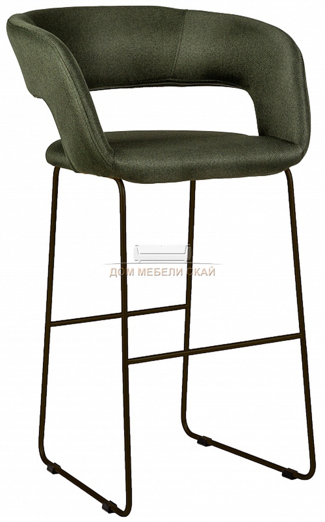 Стул-кресло барное Walter, рогожка темно-зеленого цвета/линк черный