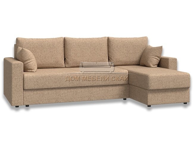 Угловой диван-кровать Лира с боковинами, бежевый/рогожка