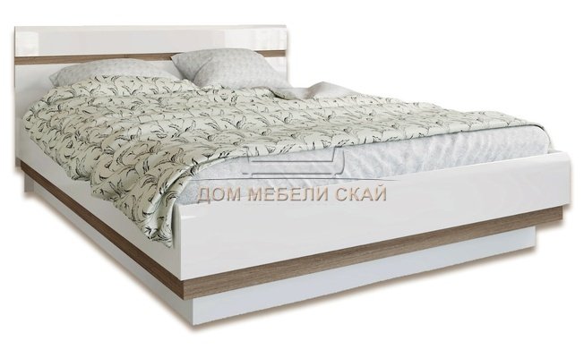 Кровать полутороспальная 140x200 Линате /TYP91, белый глянец