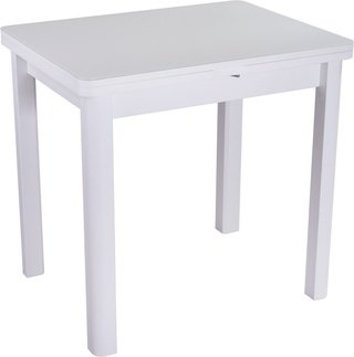 Стол обеденный раскладной Чинзано М-4, белый/белое стекло