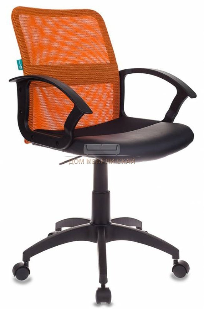 Кресло офисное CH-590, черная экокожа/оранжевая сетка