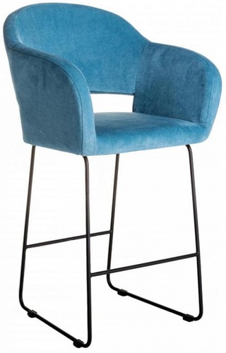 Кресло полубарное Oscar, велюровый голубого цвета блю/линк черный