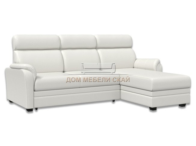 Угловой диван-кровать Омега 2-1, белая экокожа