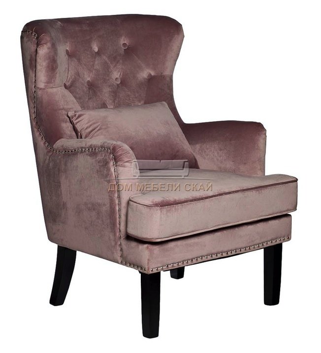 Кресло велюровое, дымчато-розовое (с подушкой) 24YJ-7004-06418/1