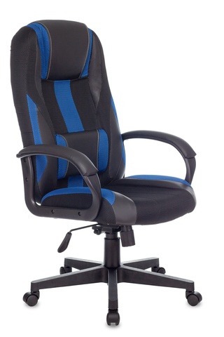 Кресло игровое TopChairs ST-CYBER 9, черно-синее/сетка/экокожа